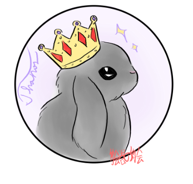 A grey bunny wearing a crown